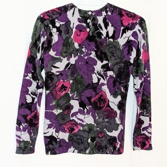 Ellen Tracy Merino wool pure floral sweater Medium - Picture 7 of 10